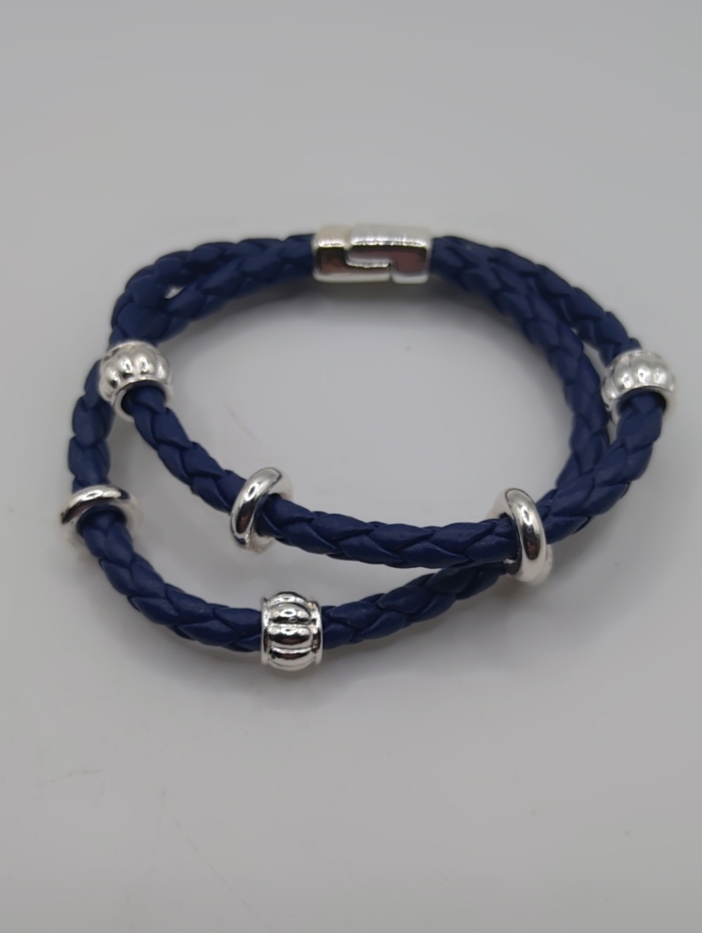 Napier Double Leather Bracelet With Silver Tone Accents Sz 6.5